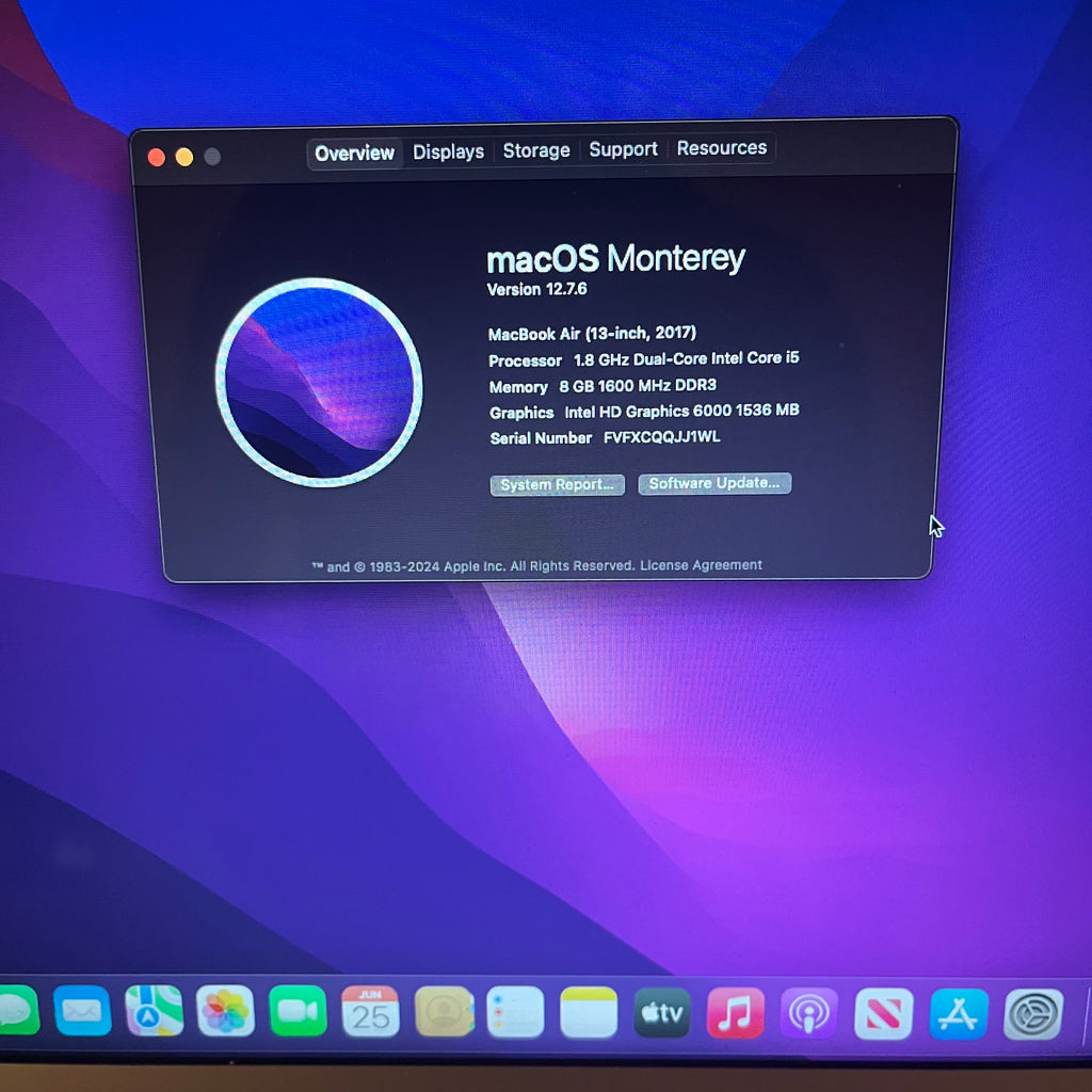 Macbook Air 2017 13 inch i5 8gb Ram 256gb Hard Drive